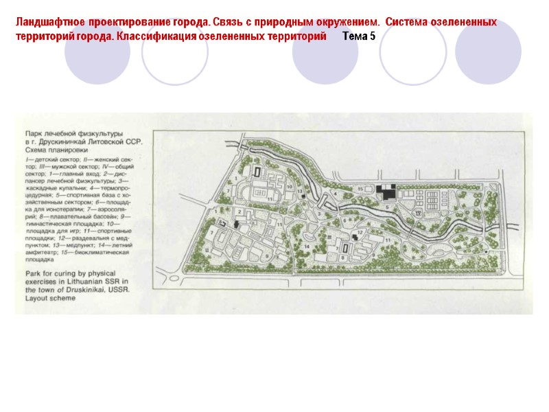 Ландшафтное проектирование города. Связь с природным окружением.  Система озелененных территорий города. Классификация озелененных